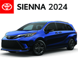 3/4 Quarter Left Facing Image of a Blue 2024 Toyota Sienna