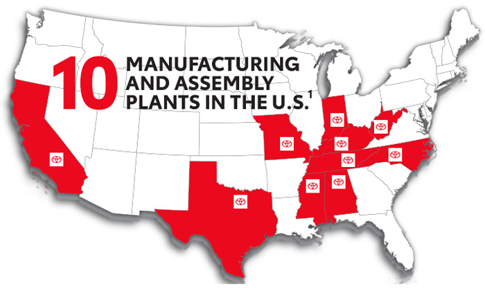 Hover to see how Toyota is made in the US! Hover to see how Toyota is made in the US!