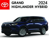 3/4 Quarter Left Facing Image of a Royal Blue 2024 Toyota Grand Highlander