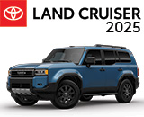 3/4 Quarter Left Facing Image of a blue 2025 Toyota Land Cruiser