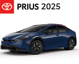3/4 Quarter Left Facing Image of a Blue 2025 Prius