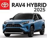 3/4 Quarter Left Facing Image of a Blue 2025 RAV4 Hybrid