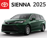 3/4 Quarter Left Facing Image of a Green 2025 Toyota Sienna