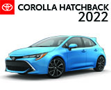 3/4 Quarter Left Facing Image of a Blue 2021 Toyota Corolla Hatchback