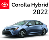 3/4 Quarter Left Facing Image of a Blue 2022 Corolla Hybrid