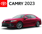 3/4 Quarter Left Facing Image of a Red 2023 Toyota Camry