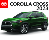 3/4 Quarter Left Facing Image of a Blue 2023 Toyota Corolla Cross