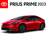 3/4 Quarter Left Facing Image of a Red 2023 Prius Prime