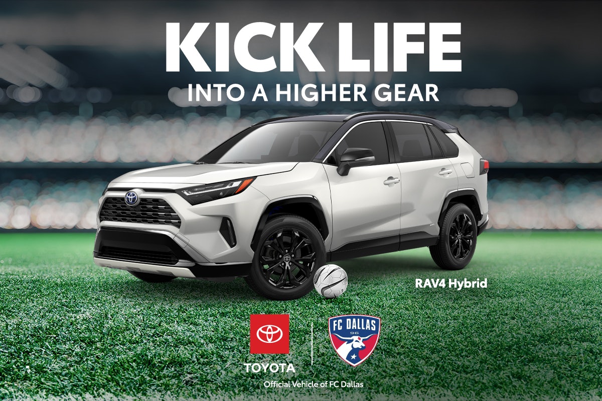 RAV4 and Toyota and FC Dallas logo lock up