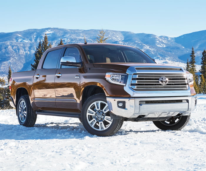 2019 Tundra comparison front 3/4 shot in the snow