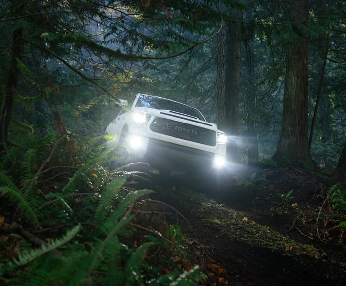 2019 Tundra TRD Pro lifestyle shot in the forests of Vancouver Island
